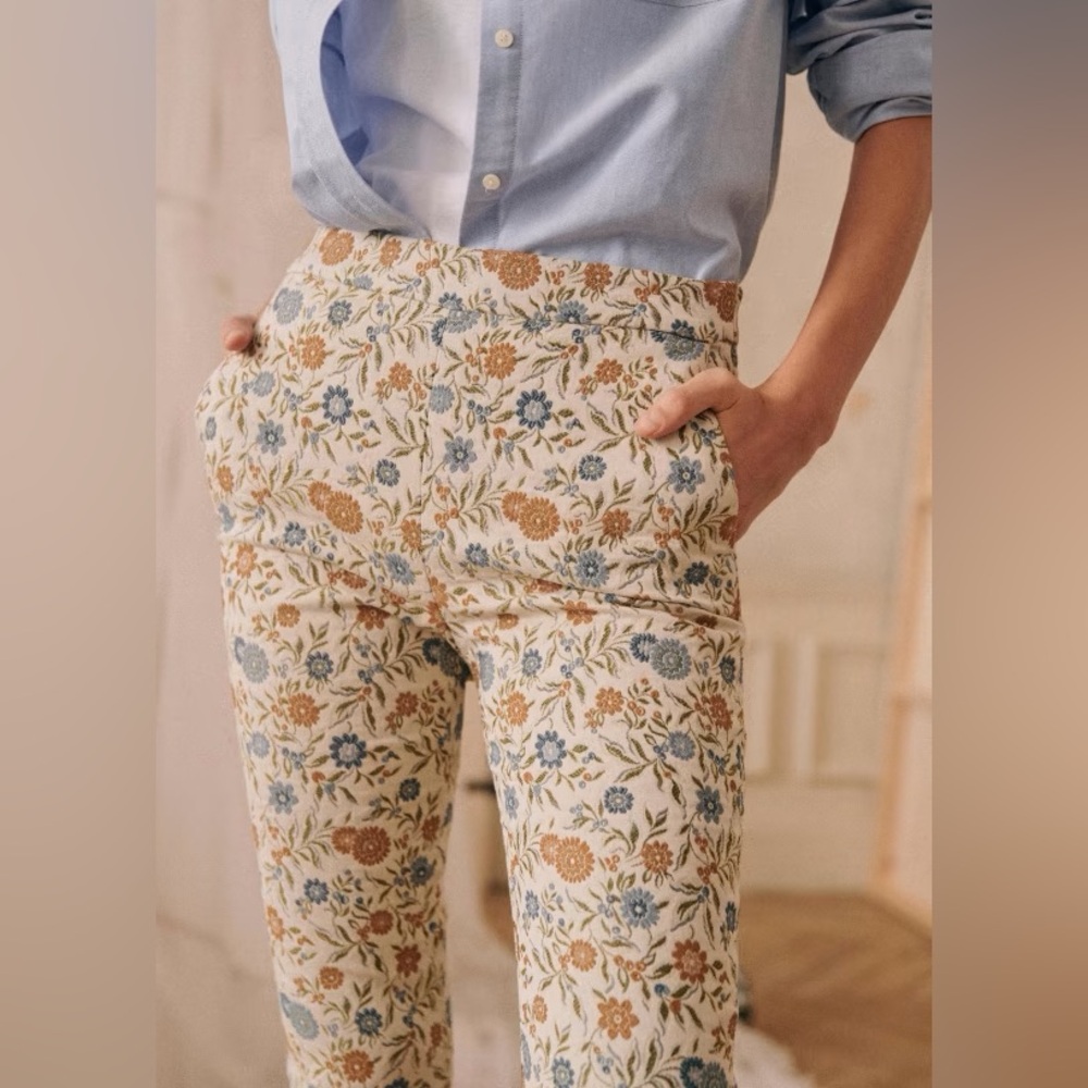 Sezane Clara Trousers Seasonal Flowers Floral Print Pants - Picture 4 of 12